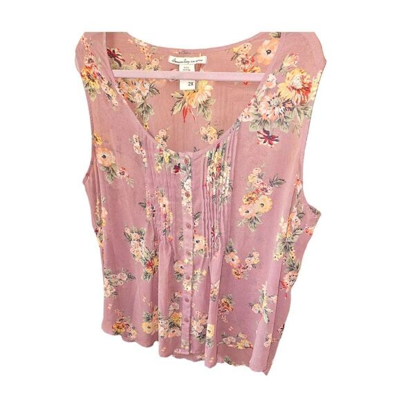 AMERICAN Rag Plus Size Floral Sleeveless Tank Top 2X - Picture 4 of 12